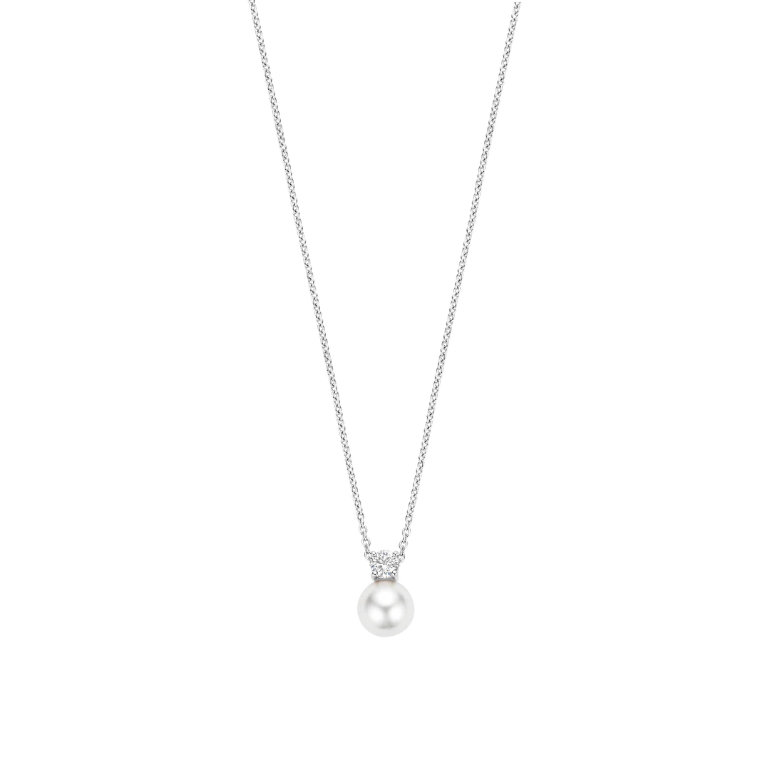 TI SENTO Sterling Silver Cubic Zirconia & Pearl Set Pendant Necklace