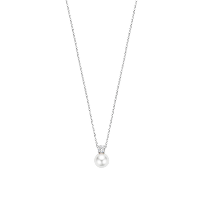 TI SENTO Sterling Silver Cubic Zirconia & Pearl Set Pendant Necklace