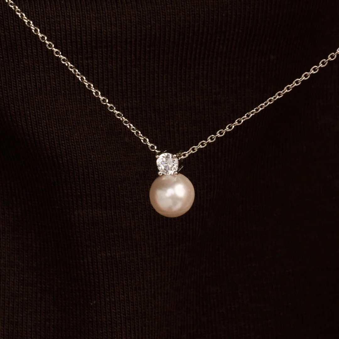 TI SENTO Sterling Silver Cubic Zirconia & Pearl Set Pendant Necklace