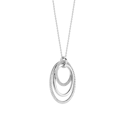 TI SENTO Sterling Silver Cubic Zirconia Set Circle Layered Structure Pendant Necklace