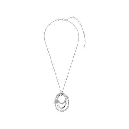 TI SENTO Sterling Silver Cubic Zirconia Set Circle Layered Structure Pendant Necklace