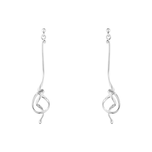 Georg Jensen TORUN Forget-Me-Knot Sterling Silver Drop Earrings 3539089