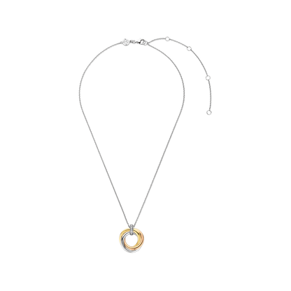 TI SENTO Sterling Silver & Gold Plated 3 Colour Cubic Zirconia Set Interlocking Rings Pendant Necklace