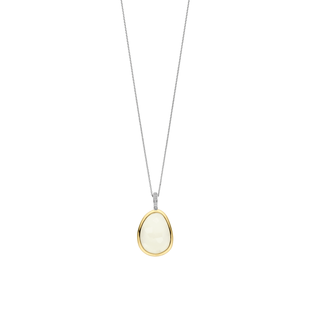 TI SENTO Sterling Silver & Gold Plated Two Tone Pebble Pendant Necklace