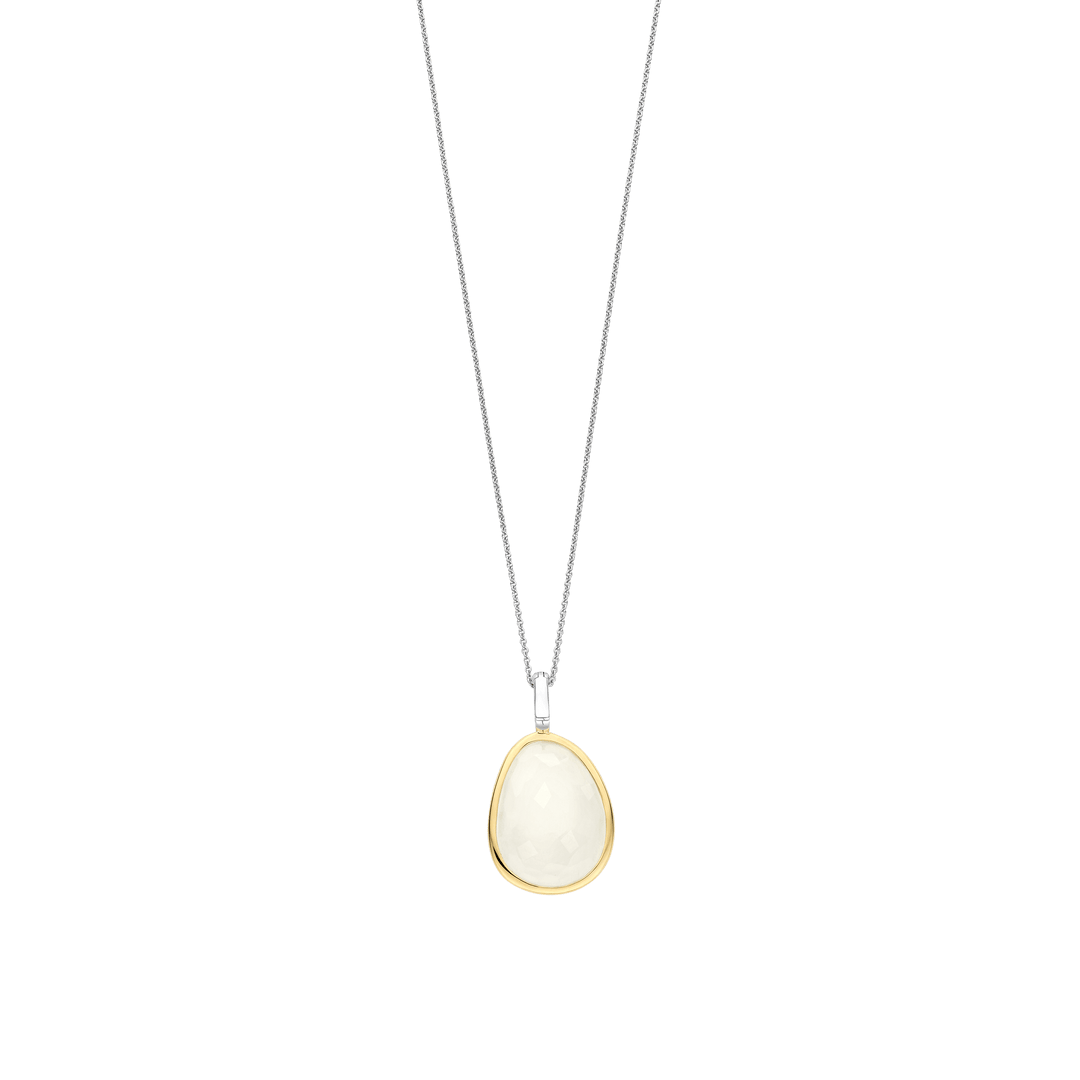 TI SENTO Sterling Silver & Gold Plated Two Tone Pebble Pendant Necklace