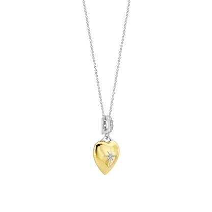TI SENTO Gold Plated Sterling Silver Cubic Zirconia Set Heart Pendant Necklace