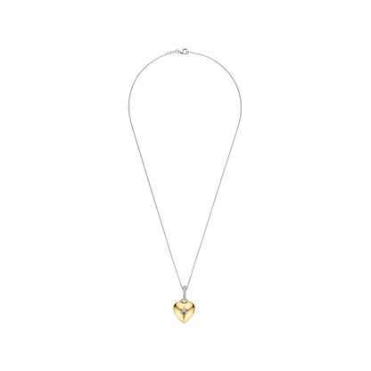 TI SENTO Gold Plated Sterling Silver Cubic Zirconia Set Heart Pendant Necklace
