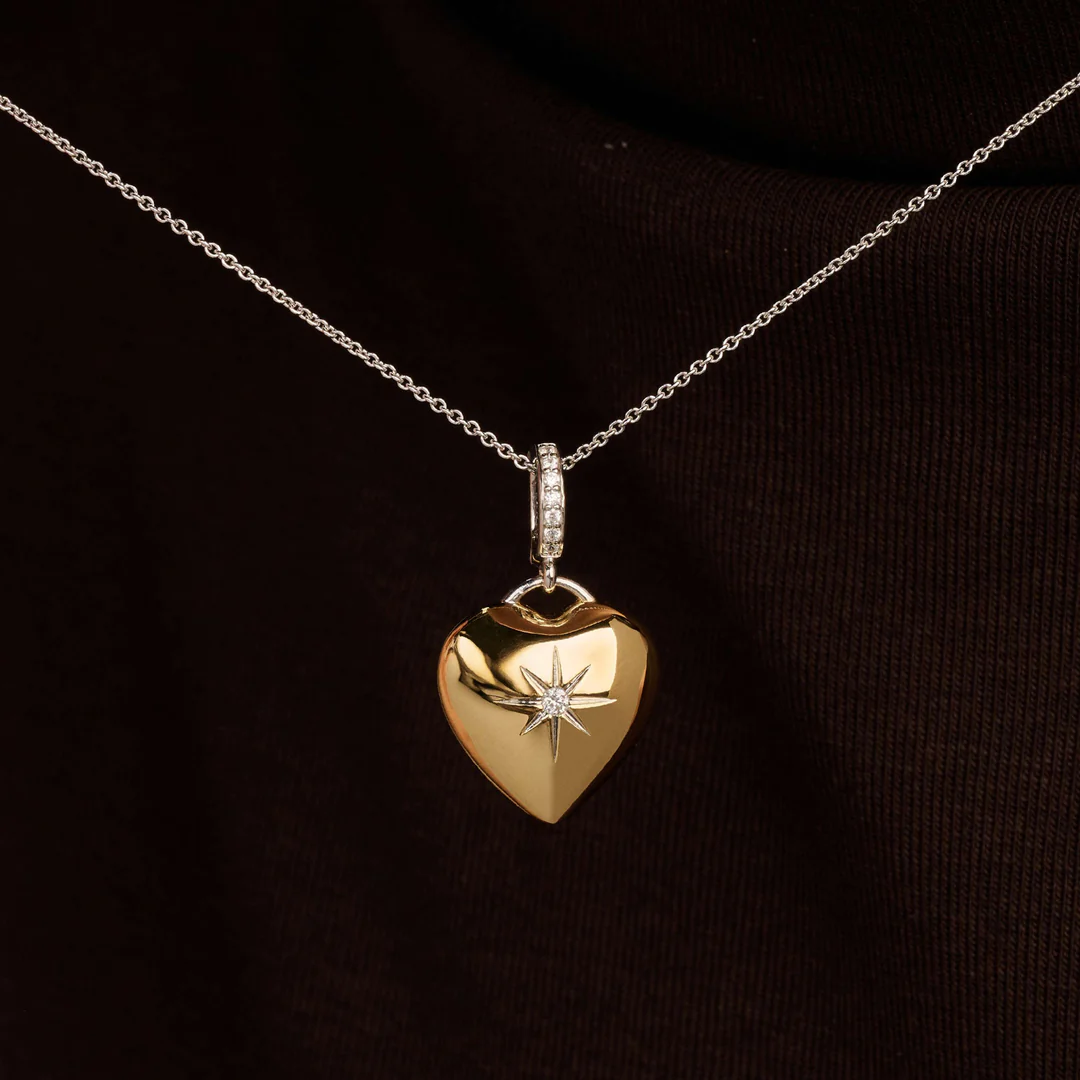 TI SENTO Gold Plated Sterling Silver Cubic Zirconia Set Heart Pendant Necklace