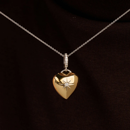 TI SENTO Gold Plated Sterling Silver Cubic Zirconia Set Heart Pendant Necklace