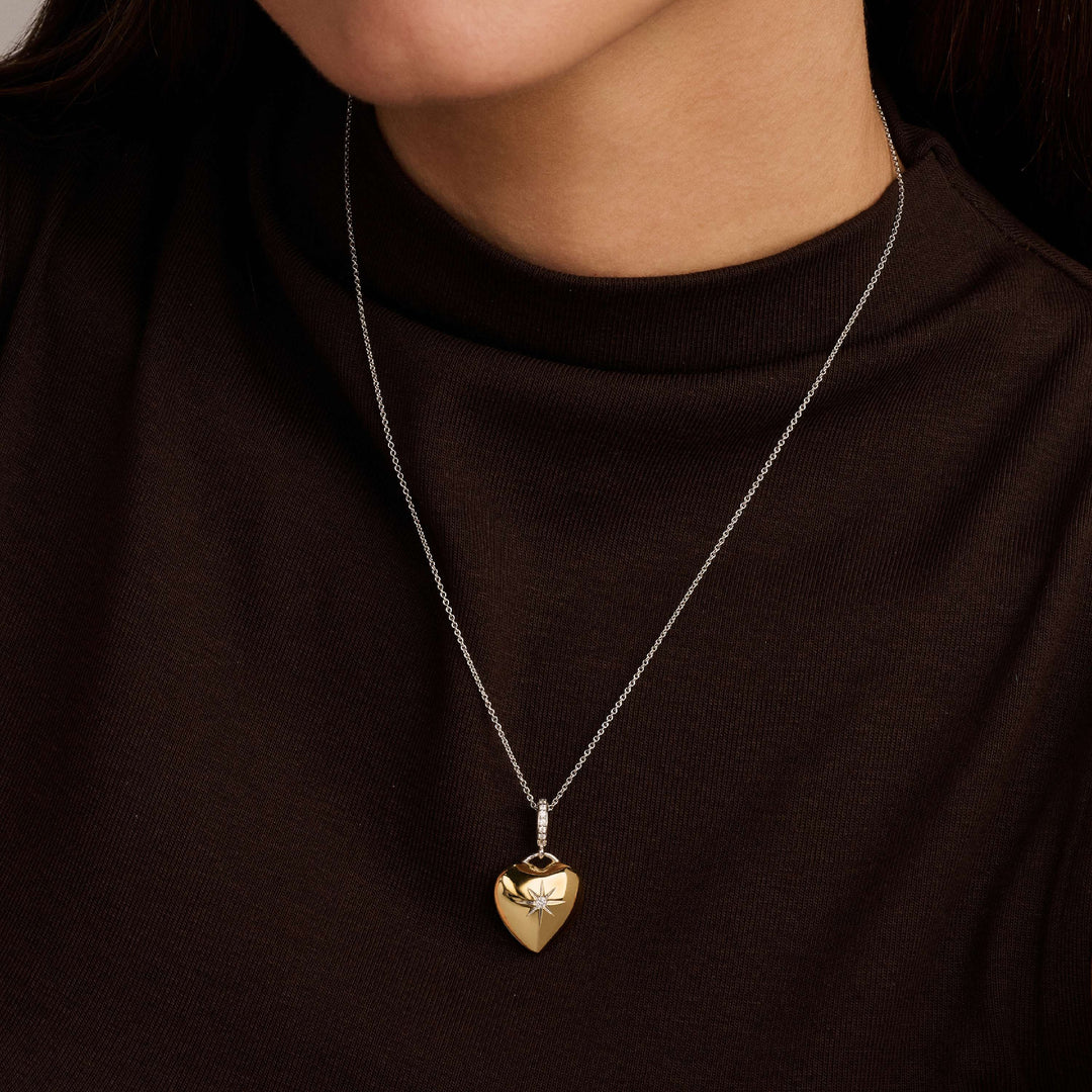 TI SENTO Gold Plated Sterling Silver Cubic Zirconia Set Heart Pendant Necklace