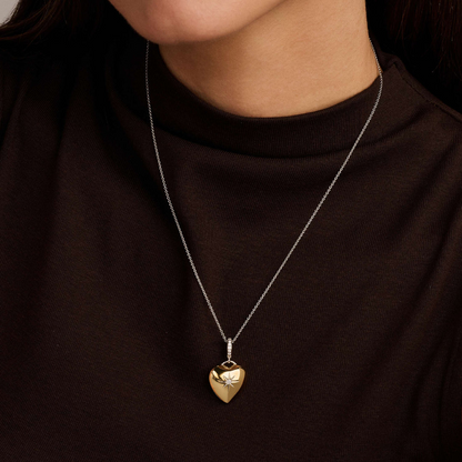 TI SENTO Gold Plated Sterling Silver Cubic Zirconia Set Heart Pendant Necklace