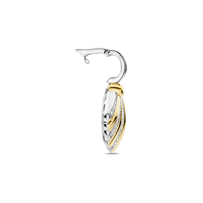 TI SENTO Sterling Silver & Gold Plated Two Tone Cubic Zirconia Set Shell Pendant Necklace