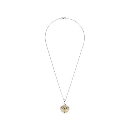 TI SENTO Sterling Silver & Gold Plated Two Tone Cubic Zirconia Set Shell Pendant Necklace