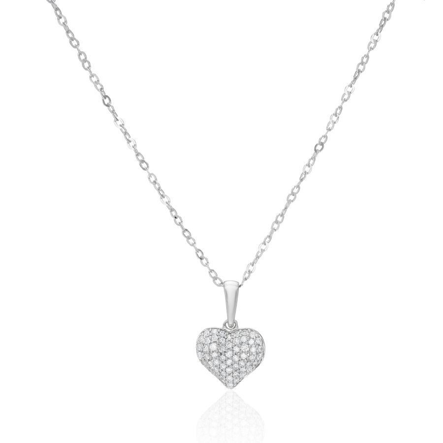 9ct Gold Pavé Set Diamond Heart Pendant Necklace