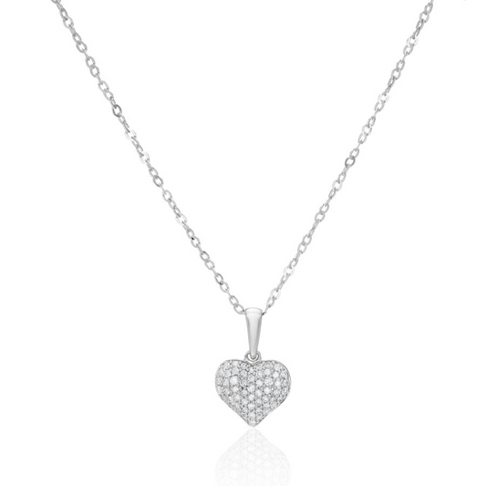 9ct Gold Pavé Set Diamond Heart Pendant Necklace