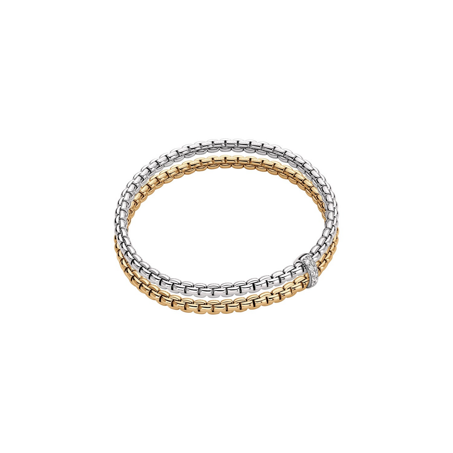 FOPE Flex'it Eka 18ct Yellow & White Gold Diamond Set Dual Bracelet