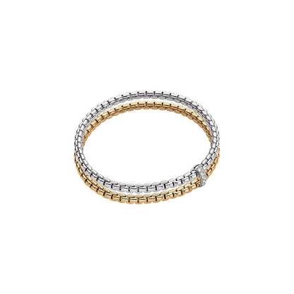 FOPE Flex'it Eka 18ct Yellow & White Gold Diamond Set Dual Bracelet