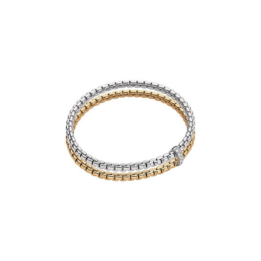 FOPE Flex'it Eka 18ct Yellow & White Gold Diamond Set Dual Bracelet