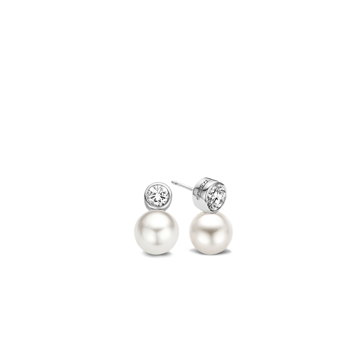TI SENTO Sterling Silver Cubic Zirconia & Pearl Set Snowman Stud Earrings