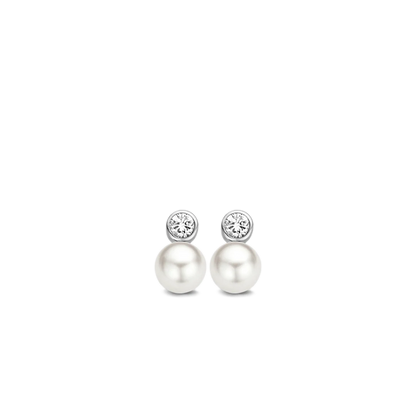 TI SENTO Sterling Silver Cubic Zirconia & Pearl Set Snowman Stud Earrings