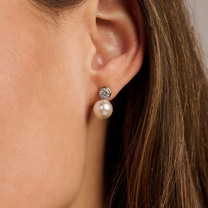 TI SENTO Sterling Silver Cubic Zirconia & Pearl Set Snowman Stud Earrings