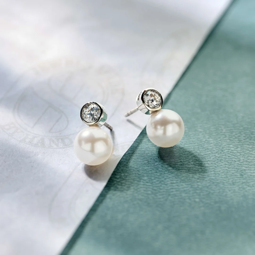 TI SENTO Sterling Silver Cubic Zirconia & Pearl Set Snowman Stud Earrings