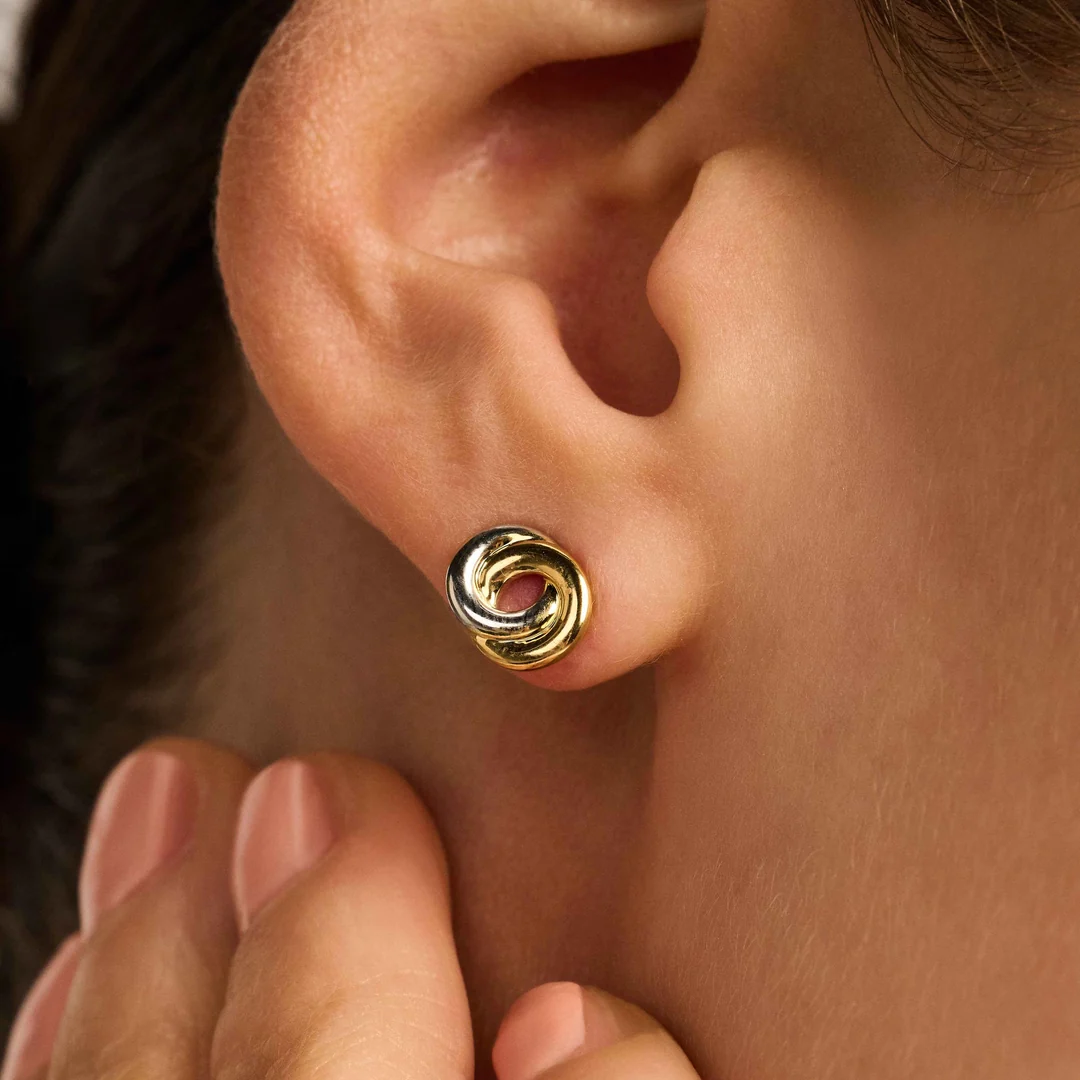 TI SENTO Sterling Silver & Gold Plated Two Tone Forever Connected Stud Earrings