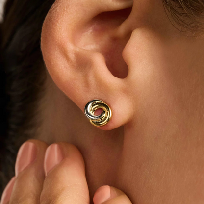 TI SENTO Sterling Silver & Gold Plated Two Tone Forever Connected Stud Earrings