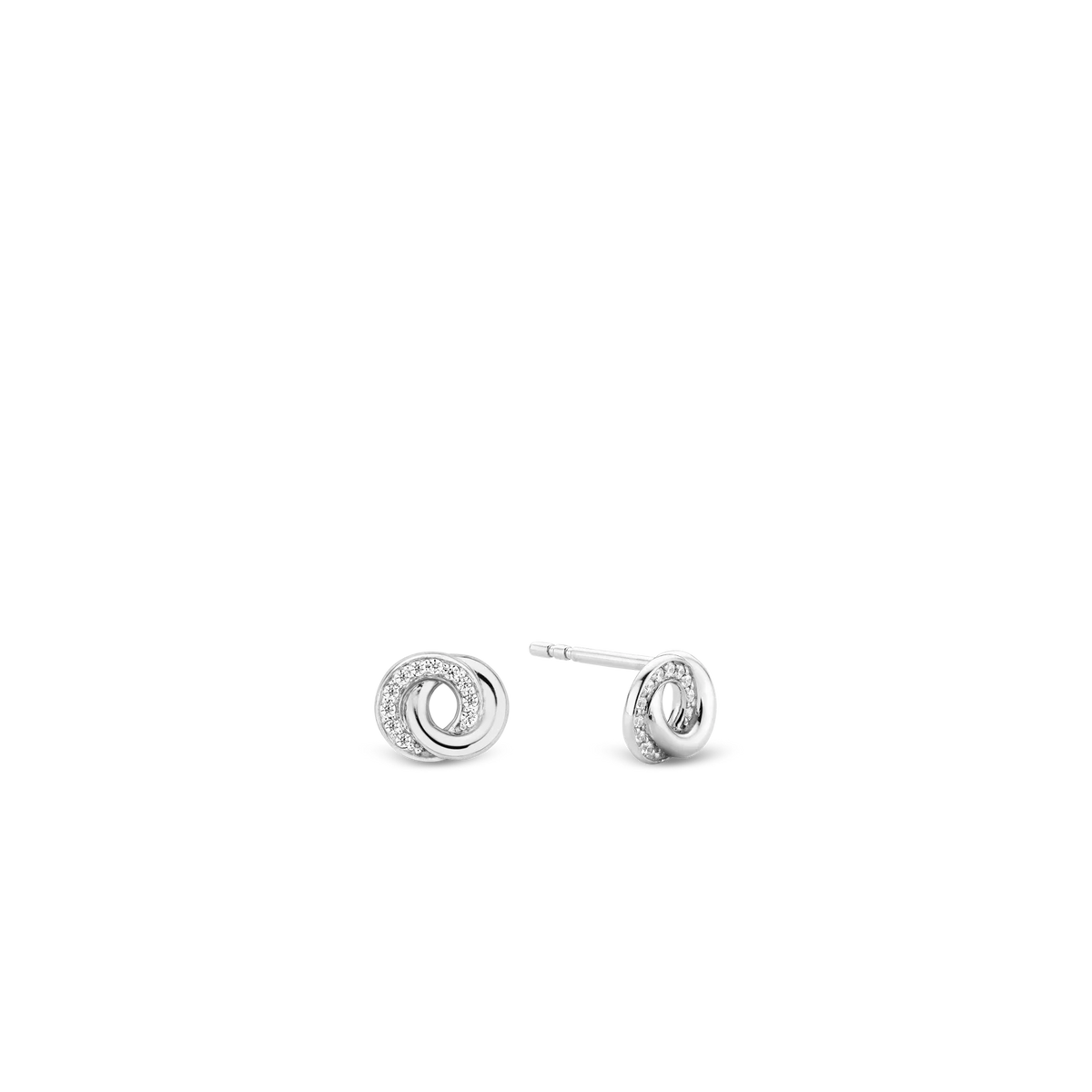 TI SENTO Sterling Silver Cubic Zirconia Set Forever Connected Stud Earrings