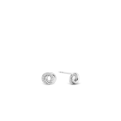 TI SENTO Sterling Silver Cubic Zirconia Set Forever Connected Stud Earrings