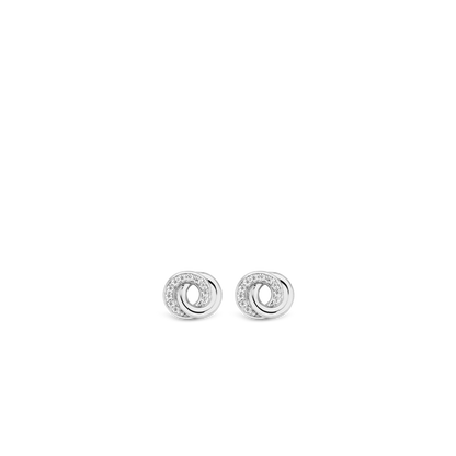 TI SENTO Sterling Silver Cubic Zirconia Set Forever Connected Stud Earrings