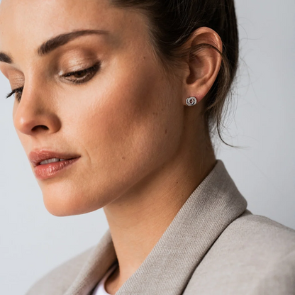 TI SENTO Sterling Silver Cubic Zirconia Set Forever Connected Stud Earrings
