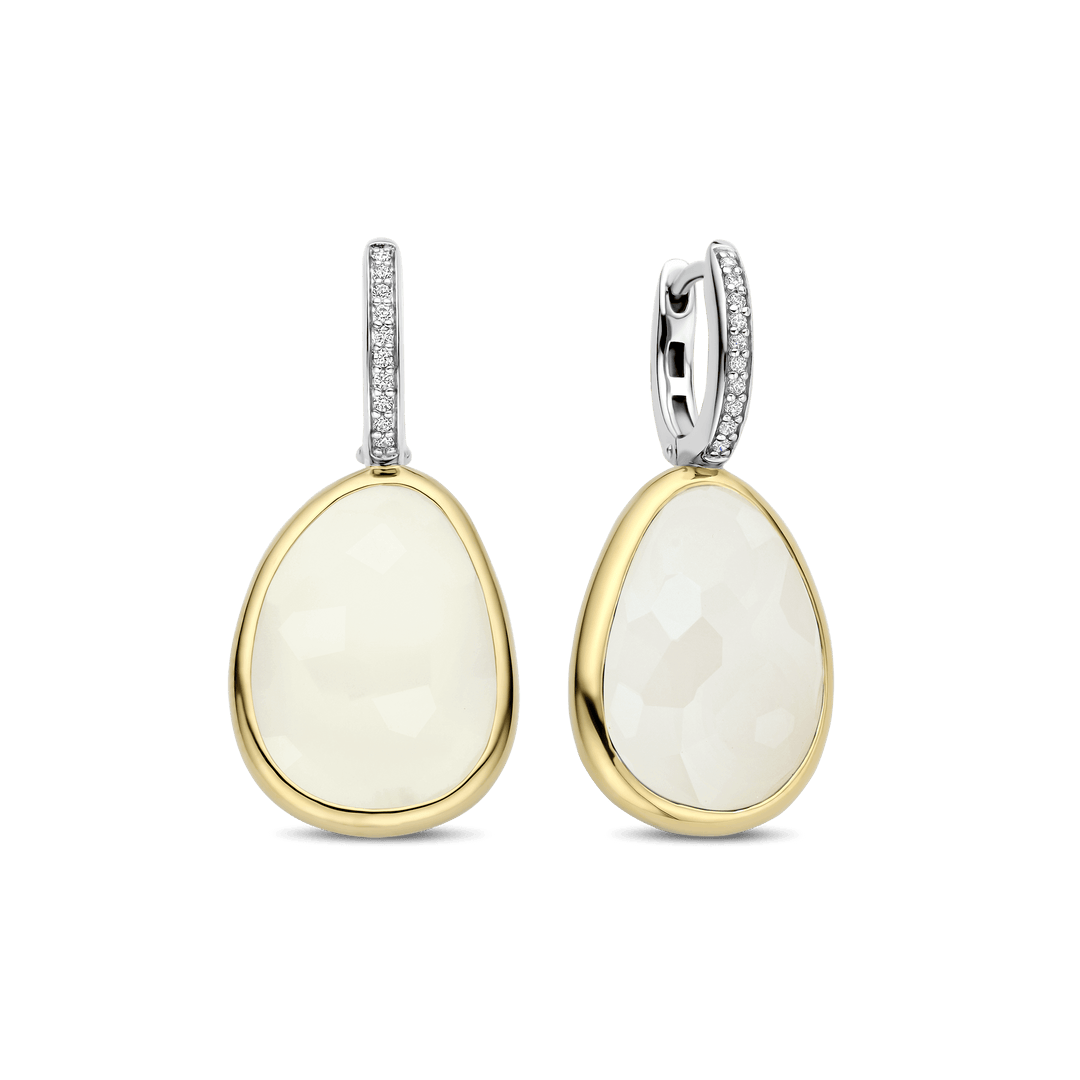 TI SENTO Sterling Silver & Gold Plated Two Tone Pebble Design Drop Earrings