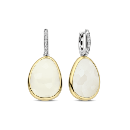 TI SENTO Sterling Silver & Gold Plated Two Tone Pebble Design Drop Earrings