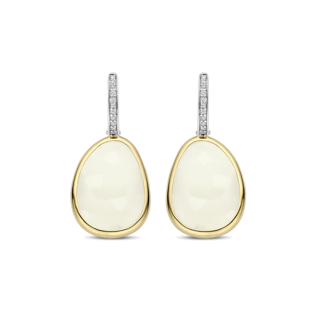 TI SENTO Sterling Silver & Gold Plated Two Tone Pebble Design Drop Earrings