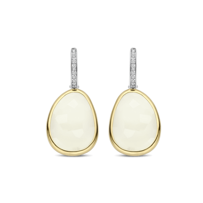 TI SENTO Sterling Silver & Gold Plated Two Tone Pebble Design Drop Earrings