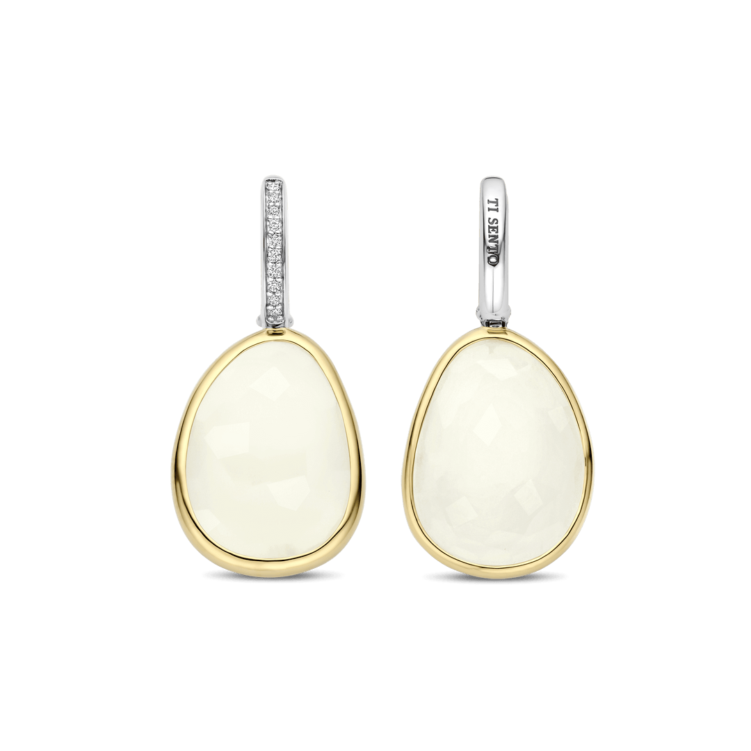 TI SENTO Sterling Silver & Gold Plated Two Tone Pebble Design Drop Earrings