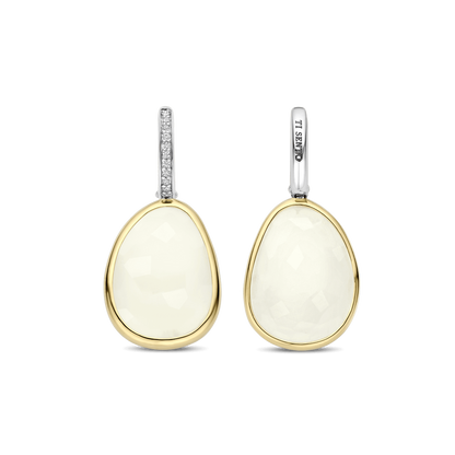 TI SENTO Sterling Silver & Gold Plated Two Tone Pebble Design Drop Earrings