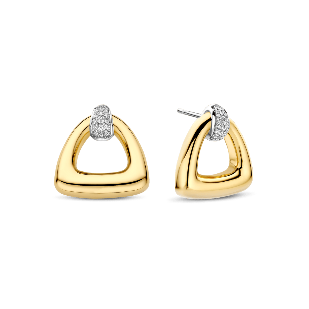 TI SENTO Sterling Silver & Gold Plated Two Tone Cubic Zirconia Set Drop Earrings