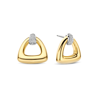 TI SENTO Sterling Silver & Gold Plated Two Tone Cubic Zirconia Set Drop Earrings