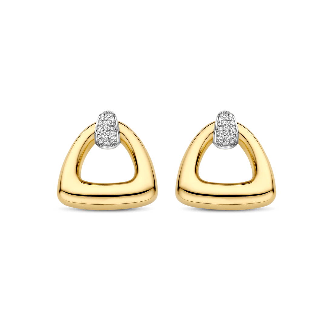 TI SENTO Sterling Silver & Gold Plated Two Tone Cubic Zirconia Set Drop Earrings