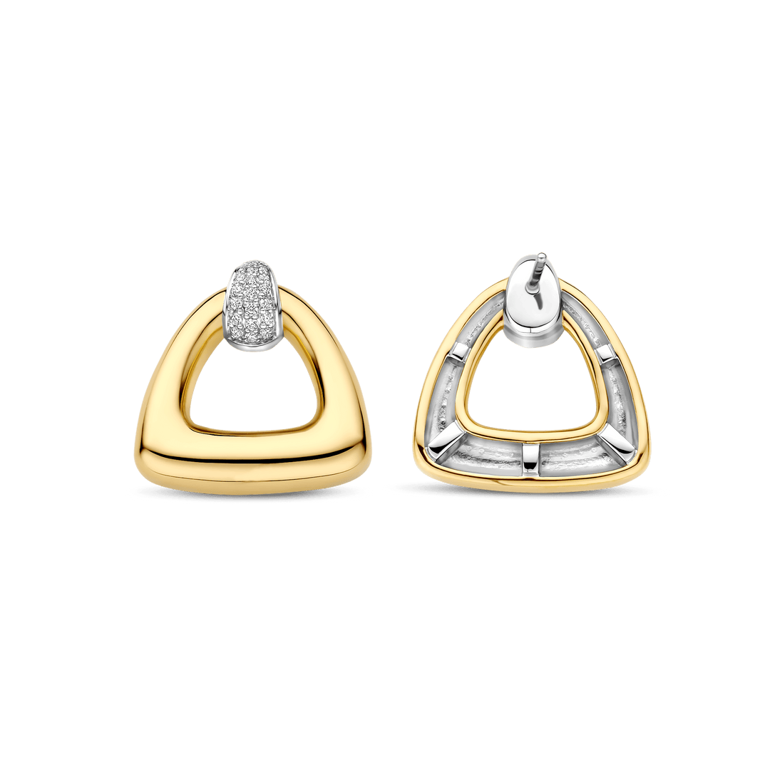 TI SENTO Sterling Silver & Gold Plated Two Tone Cubic Zirconia Set Drop Earrings