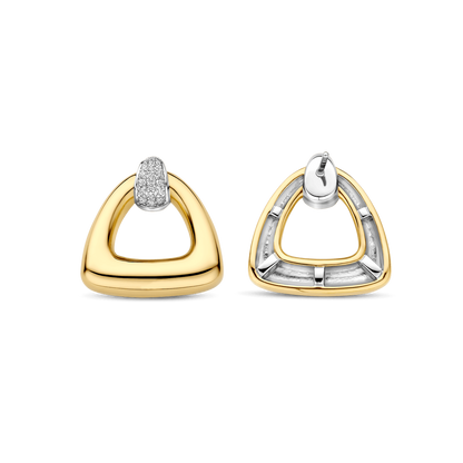 TI SENTO Sterling Silver & Gold Plated Two Tone Cubic Zirconia Set Drop Earrings