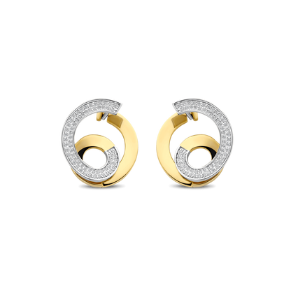 TI SENTO Sterling Silver & Gold Plated Two Tone Cubic Zirconia Set Sculptural Spiral Drop Earrings