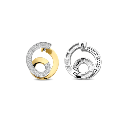 TI SENTO Sterling Silver & Gold Plated Two Tone Cubic Zirconia Set Sculptural Spiral Drop Earrings