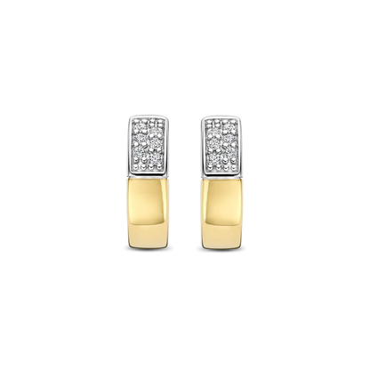TI SENTO Contrast Sterling Silver & Gold Plated Cubic Zirconia Set Huggy Hoop Earrings