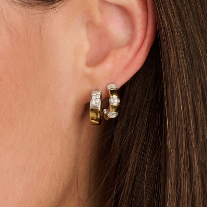 TI SENTO Contrast Sterling Silver & Gold Plated Cubic Zirconia Set Huggy Hoop Earrings