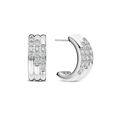 TI SENTO Stardust Sterling Silver Cubic Zirconia Set Layered Hoop Earrings