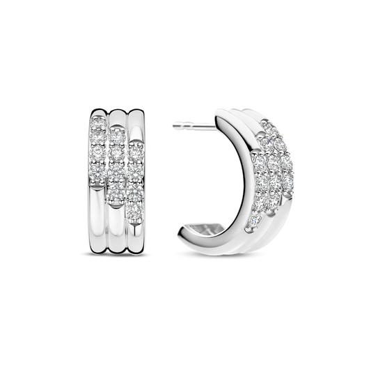 TI SENTO Stardust Sterling Silver Cubic Zirconia Set Layered Hoop Earrings