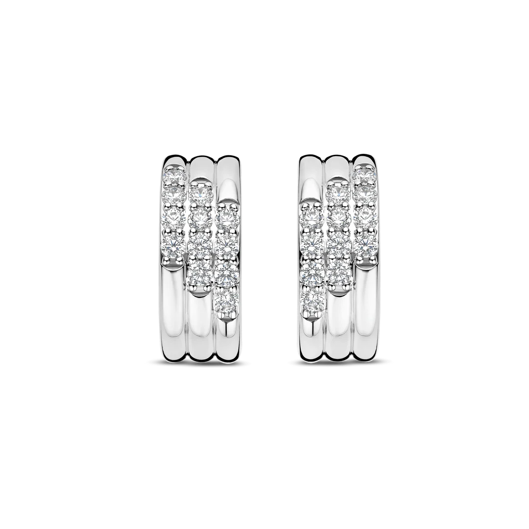 TI SENTO Stardust Sterling Silver Cubic Zirconia Set Layered Hoop Earrings